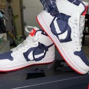 Air Jordan 1 Utility Q W/Bag White Navy Blue High-Top Sneakers